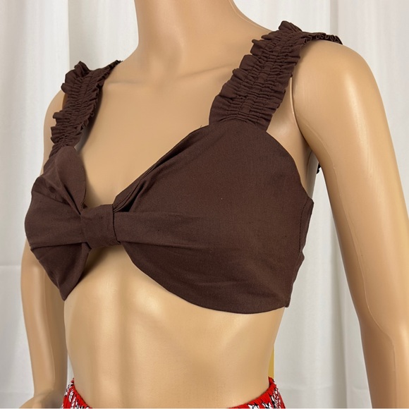 Charlie Holiday Chocolate Brown Diana Linen & Cotton Bra Top.  Small (4)… - Picture 5 of 10